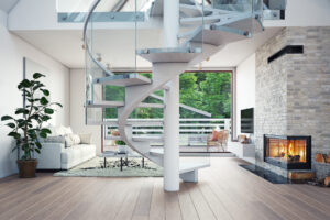 modern house living interior design. 3d concept illustration